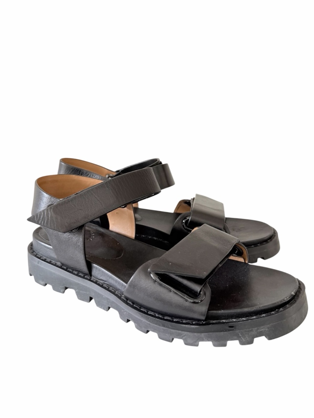 Marc by Marc Jacobs Black Leather Lug Sole Platform Sandals EU 37